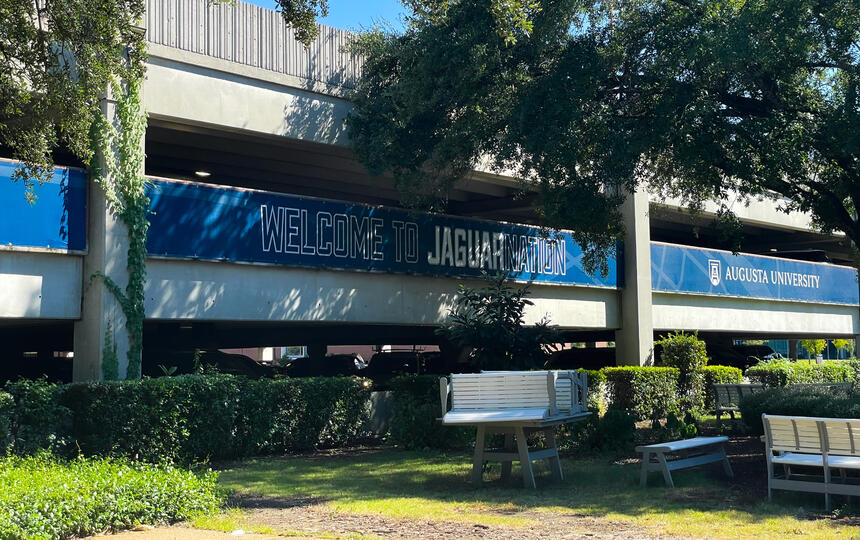 Health Sciences Parking Deck Banner